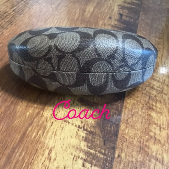 Brown Coach XL clamshell sunglasses case